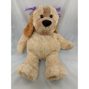 Hug Luv Brown Dog Plush 18 Inch Purple Bows Stuffed Animal toy